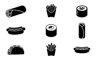 Collection of various sushi and sashimi pieces in black and white © Marzana