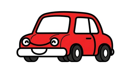 Obraz premium Red Cartoon Car Illustration on White.