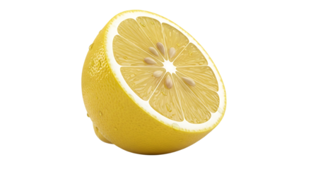 Fresh lemon half on white background