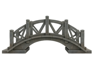 Detailed gray stone decorative miniature bridge with arched design for garden or landscape decoration