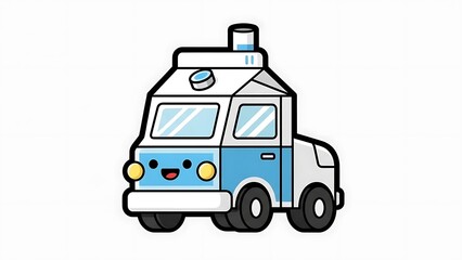 Cartoon Ice Cream Truck Illustration Design.