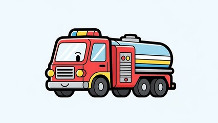 Cartoon Fuel Truck Illustration on White.