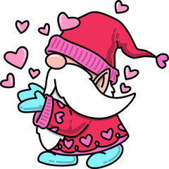 Cute Gnome with Hearts for Valentine's Day