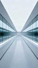 Obraz premium Generative AI Modern Futuristic Corridor with Glass Walls and Minimalist Design