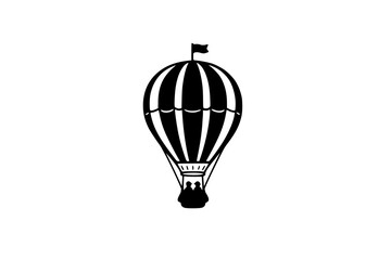 Hand-Drawn Hot Air Balloon Illustration, Black and White Minimalist Adventure Flight Vector Art Generative ai 