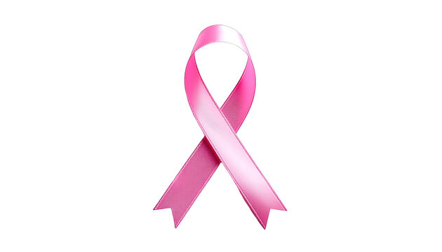 A single, pink awareness ribbon against a black background, glowing - Powered by Adobe