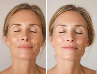 Before and after photos of beauty treatments for middle-aged women. Maintenance. Anti-aging.