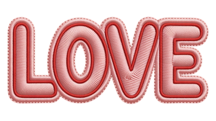 Cute Puffy LOVE Embroidery Patch, Soft Stitched Letter Applique, Valentine Day Romantic Badge Design.