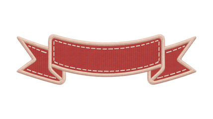 Curved Ribbon Banner Embroidery Patch – Blank Applique Badge Label, Sewing Craft Emblem PNG.