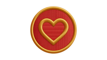Round Heart Embroidery Patch, Love Badge Decorative Emblem Sticker Design PNG.