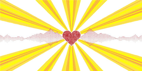 Hand drawn yellow vector illustration of a vintage sun with summer rays and floral pattern elements on a colorful grunge background frame for artistic card decoration © Fahid