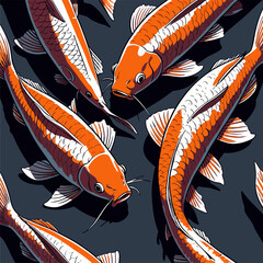 Japanese art style koi fish vector image in an attractive color scheme