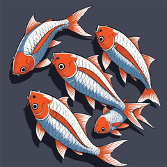 Japanese art style koi fish vector image in an attractive color scheme