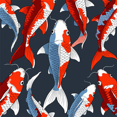 Japanese art style koi fish vector image in an attractive color scheme