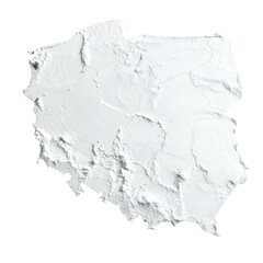 Isolated white 3D relief map of a European nation against a stark black background