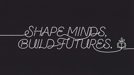 Inspirational quote Shape Minds Build Futures with plant growing from book