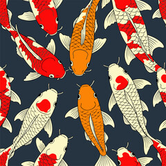 Japanese art style koi fish vector image in an attractive color scheme