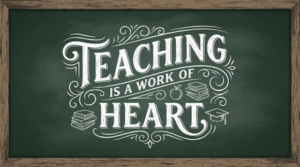 Inspirational quote on teaching chalkboard with heart