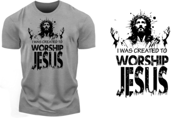 I Was Created to Worship Jesus – Christian Faith Typography T-Shirt Design | Transparent Background | Print Ready