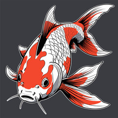 Japanese art style koi fish vector image in an attractive color scheme