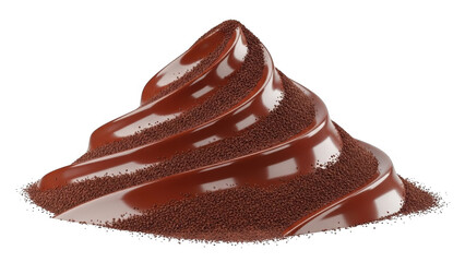 Rich chocolate ganache swirl isolated on transparent background