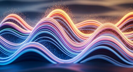 Abstract glowing light waves flowing data streams digital energy visualization futuristic technology background motion