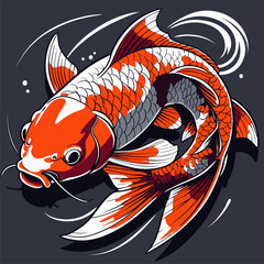 Japanese art style koi fish vector image in an attractive color scheme