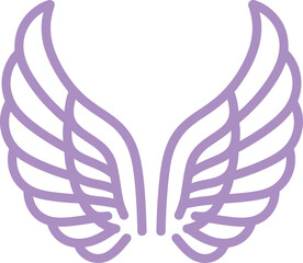 Purple Angel Wings Vector Graphic Icon Symbolizing Freedom and Spirituality in Flat Design Style