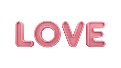 Pink love text with glowing effect isolated on transparent background