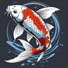 Japanese art style koi fish vector image in an attractive color scheme