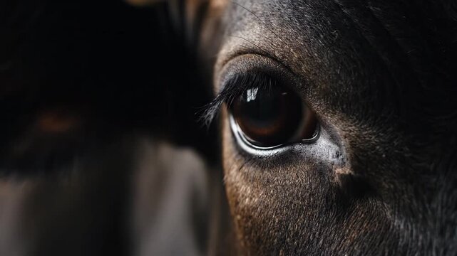 Close-up of a horse's face, eye closed, in a stable or farm setting with another horse in the background, used for equine or animal-related purposes