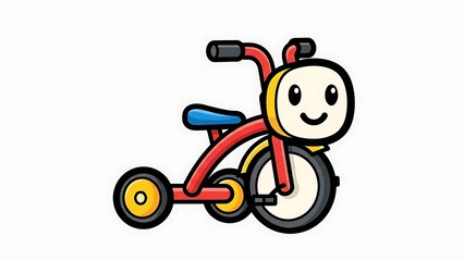 Happy Cartoon Bicycle Illustration for Kids.