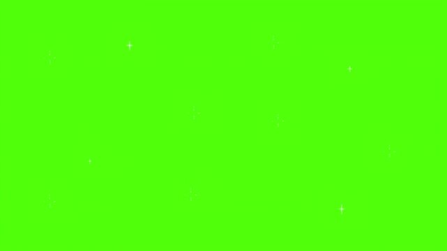 A vibrant green background with scattered white stars, creating a visually appealing and celestial atmosphere.