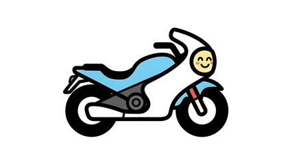 Cartoon Motorcycle with Smiling Face Illustration.