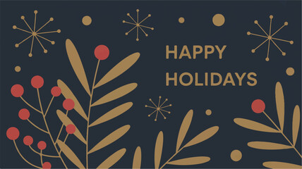 Obraz premium A modern holiday greeting card design with a dark navy blue background