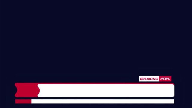 A graphic design template for breaking news, featuring a bold red and white color scheme against a dark blue background, conveying a sense of urgency and importance.