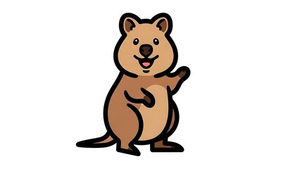 Naklejka premium Quokka Cartoon Character Illustration Smiling Friendly.