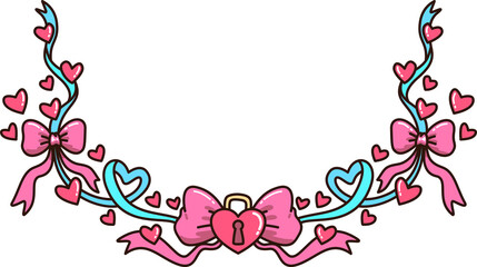 Cute Valentine's Day Heart and Ribbon Frame