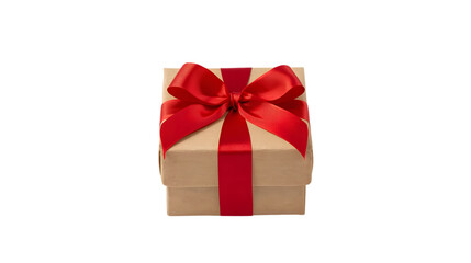 Gift box with red ribbon bow in elegant luxury packaging on white background for special occasion celebration and holiday gift giving