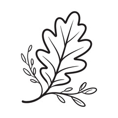 Obraz premium Oak Leaf Branch Vector Sketch