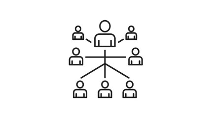 Organizational chart with team members and leader, Generative AI.