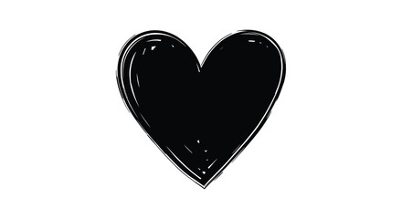 A simple black heart illustration on a white background showcasing a universally recognized symbol of love and affection