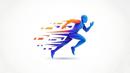 Dynamic athlete running with vibrant speed lines and motion blur effect