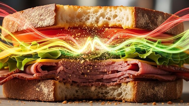 Delicious sandwich with lettuce and meat.
