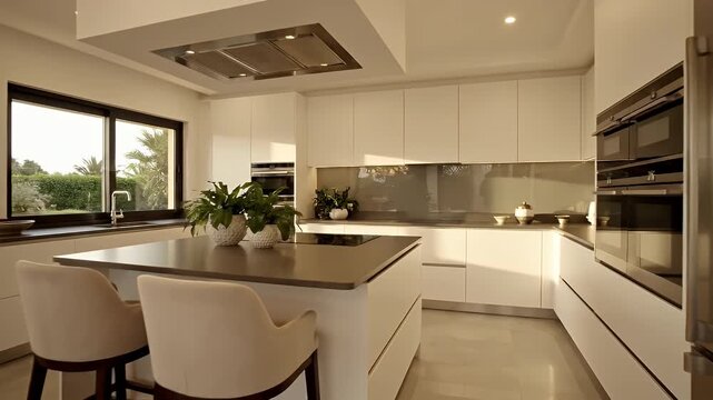 Modern OpenPlan Kitchen and Dining Area with Contemporary Design and Natural Light.