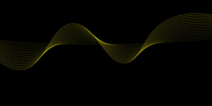 Black abstract backround with yellow curve line for backdrop or presentation