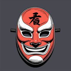Japanese mask vector image in the image with attractive colors