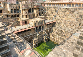 Chand Baori in Abhaneri, built in the 8th&ndash;9th century CE by King Chanda, is a deep, geometric stepwell with 3,500 steps, showcasing ancient water conservation, climate-smart design.