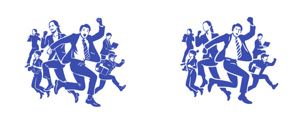 Energetic Business Team Running Forward