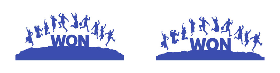 Celebration of Victory with Jumping Silhouettes